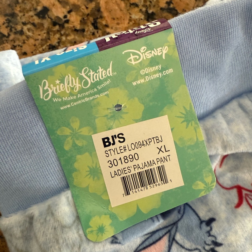 Briefly stated women Disney Blue Stitch Pajama Bottoms with Elastic Waistband - Picture 3 of 3